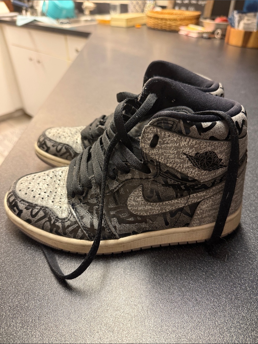 Nike Kids High-Top Sneakers in Black and Gray